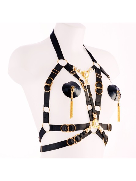 Otwarty biustonosz FAUSTINA II-Cupless Triangle Bra Deluxe Kinky Diva
