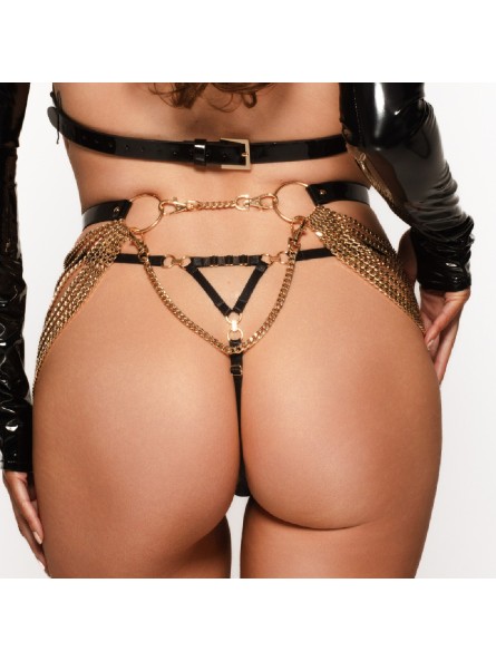 Pasek na talię High Gloss Chain Belt Black/Gold Kinky Diva