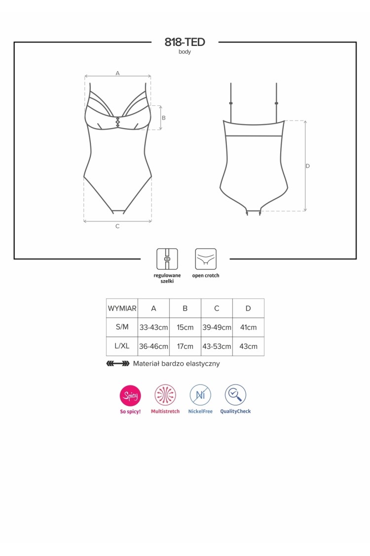 818-Ted-1 Body Czarne L/Xl Obsessive