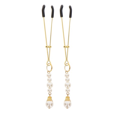 Zaciski Na Sutki Tweezers With Pearls Gold Taboom