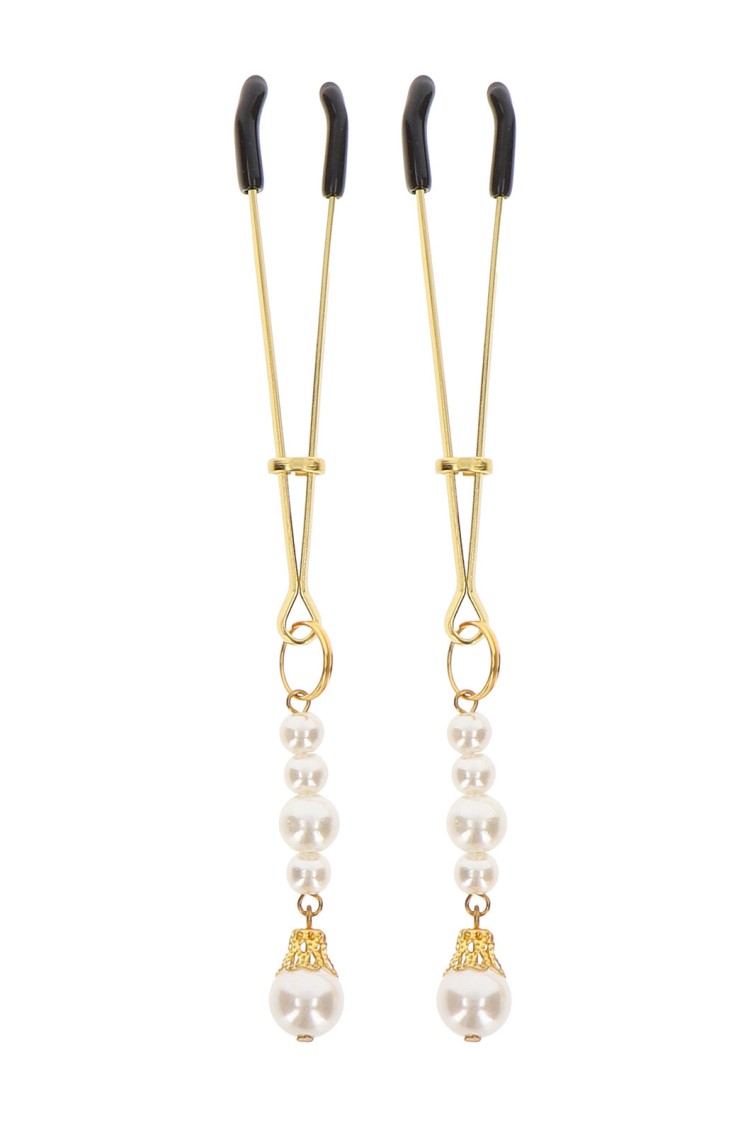 Zaciski Na Sutki Tweezers With Pearls Gold Taboom