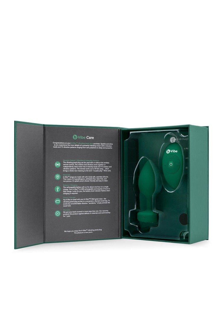 Korek analny Vibrating Jewel Plug M/L Emerald Green b-Vibe