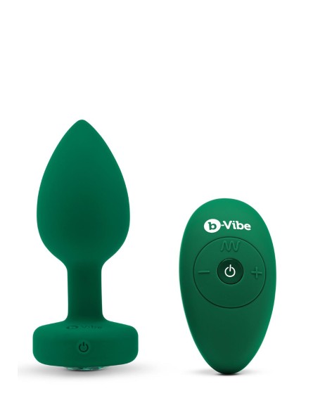 Korek analny Vibrating Jewel Plug M/L Emerald Green b-Vibe