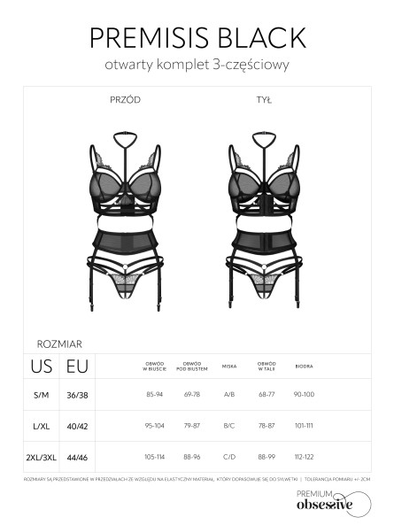 Komplet 3-Częściowy Premisis Black S/M Premium Obsessive