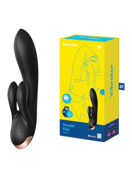 Wibrator króliczek Double Flex Connect App Black Satisfyer