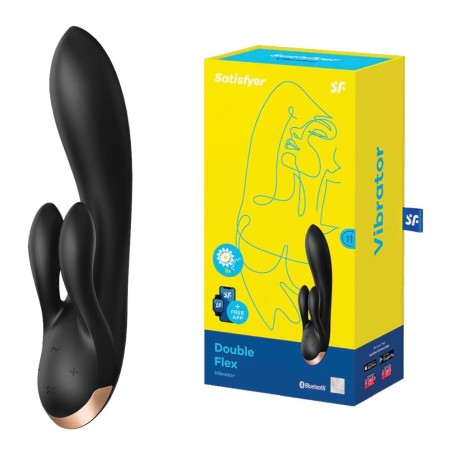 Wibrator króliczek Double Flex Connect App Black Satisfyer