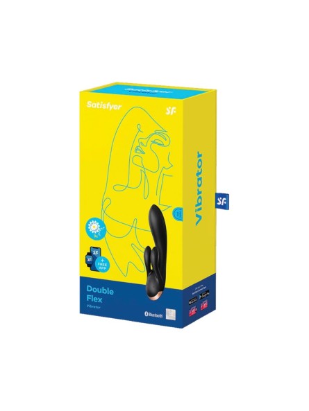 Wibrator króliczek Double Flex Connect App Black Satisfyer