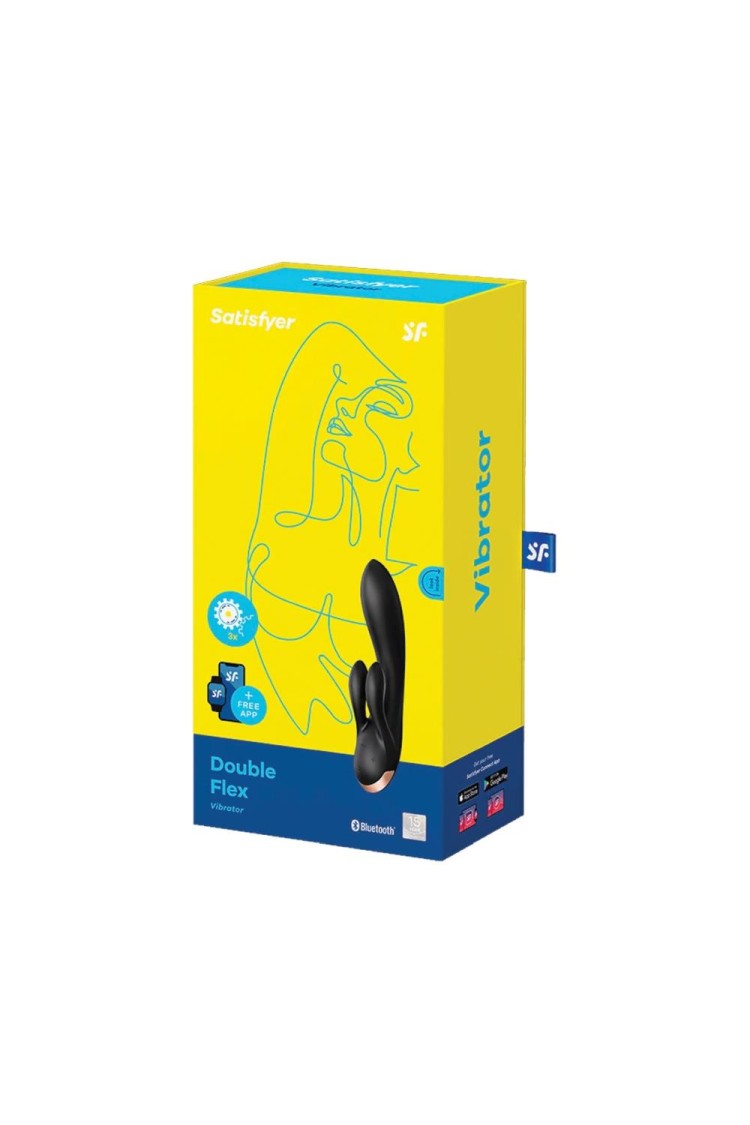Wibrator króliczek Double Flex Connect App Black Satisfyer